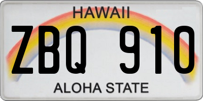 HI license plate ZBQ910