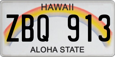 HI license plate ZBQ913