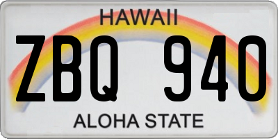 HI license plate ZBQ940