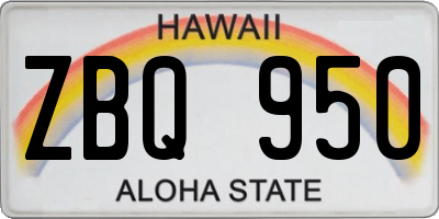 HI license plate ZBQ950