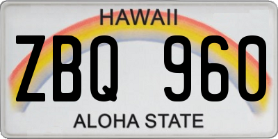 HI license plate ZBQ960