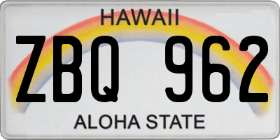 HI license plate ZBQ962