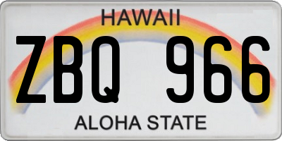 HI license plate ZBQ966