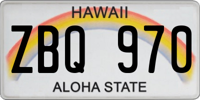 HI license plate ZBQ970