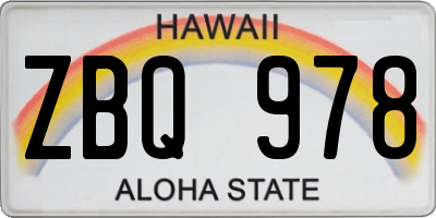 HI license plate ZBQ978