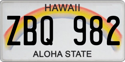 HI license plate ZBQ982