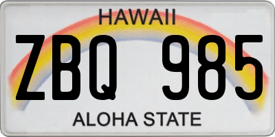 HI license plate ZBQ985