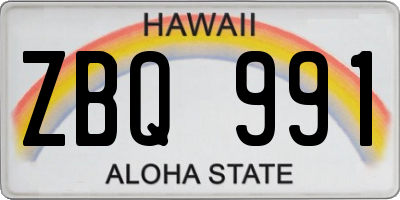 HI license plate ZBQ991
