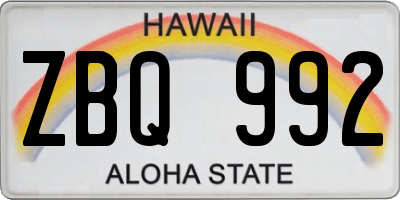 HI license plate ZBQ992