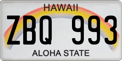 HI license plate ZBQ993