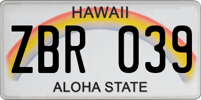 HI license plate ZBR039
