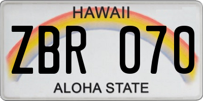 HI license plate ZBR070