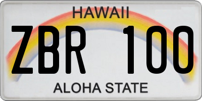 HI license plate ZBR100