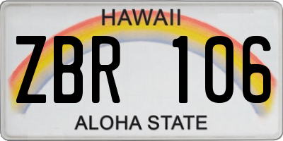 HI license plate ZBR106