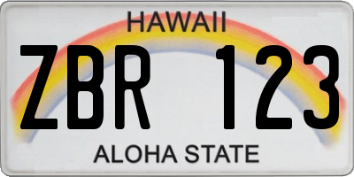 HI license plate ZBR123