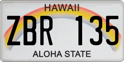 HI license plate ZBR135