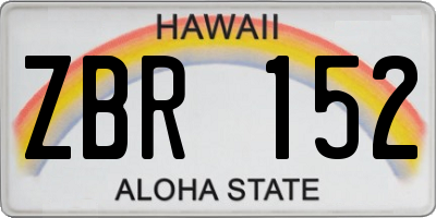 HI license plate ZBR152