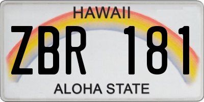 HI license plate ZBR181