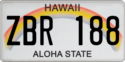 HI license plate ZBR188