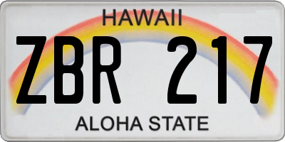 HI license plate ZBR217