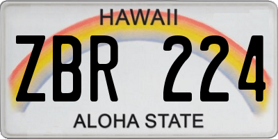 HI license plate ZBR224