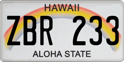 HI license plate ZBR233