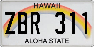 HI license plate ZBR311