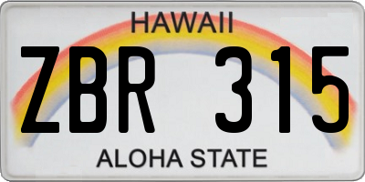 HI license plate ZBR315
