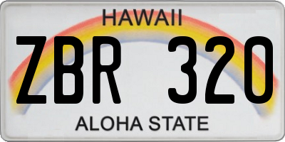 HI license plate ZBR320