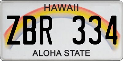 HI license plate ZBR334