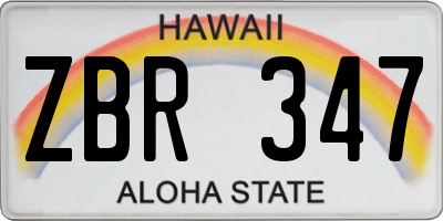 HI license plate ZBR347