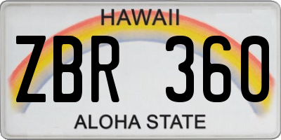 HI license plate ZBR360