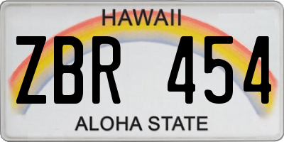 HI license plate ZBR454