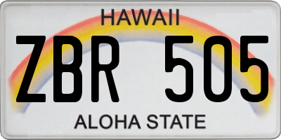 HI license plate ZBR505