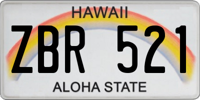 HI license plate ZBR521