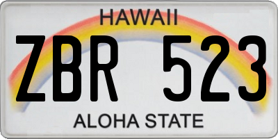 HI license plate ZBR523