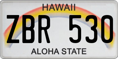 HI license plate ZBR530