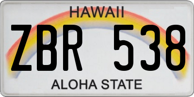 HI license plate ZBR538