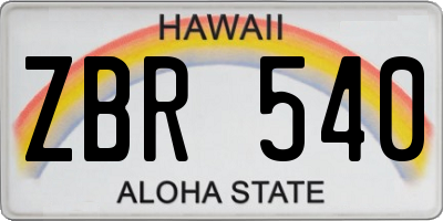 HI license plate ZBR540