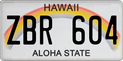 HI license plate ZBR604