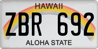 HI license plate ZBR692