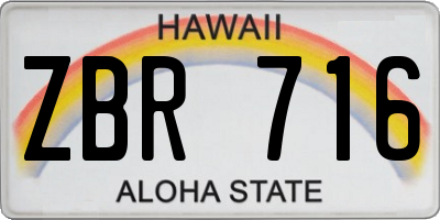 HI license plate ZBR716