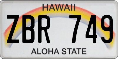 HI license plate ZBR749