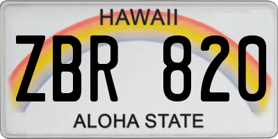 HI license plate ZBR820