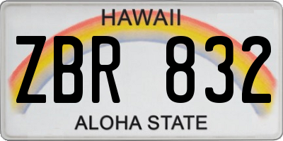 HI license plate ZBR832
