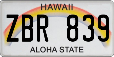 HI license plate ZBR839