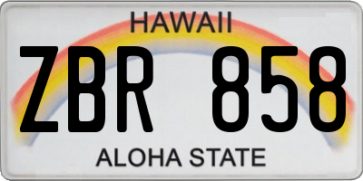 HI license plate ZBR858