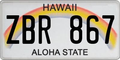 HI license plate ZBR867