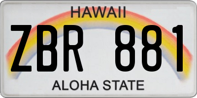 HI license plate ZBR881