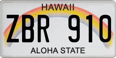HI license plate ZBR910